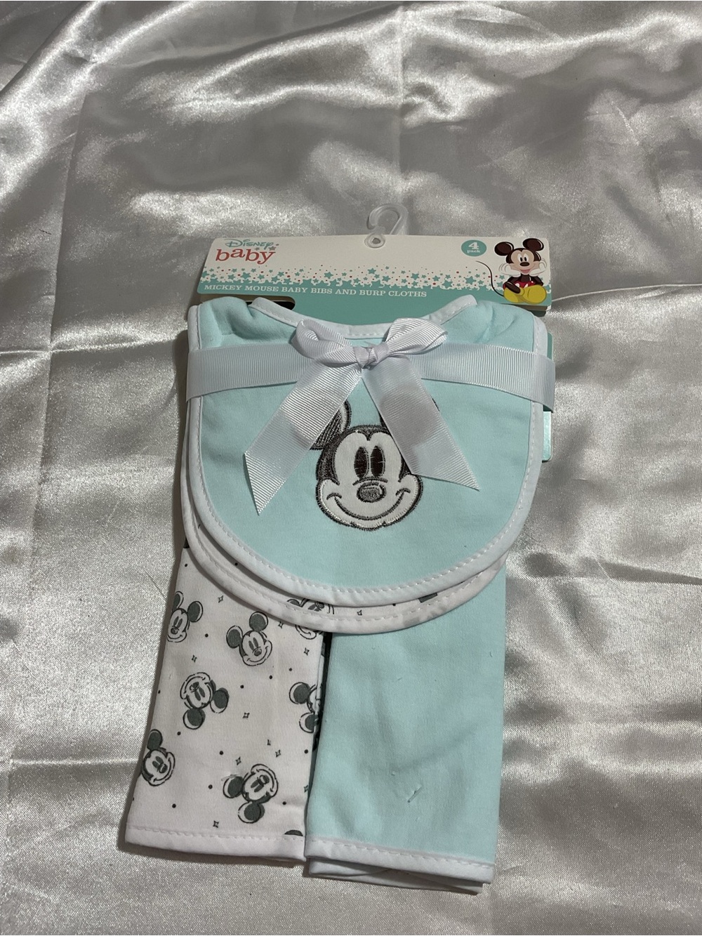 Disney Blue Mickey Bib and Burp Cloth Set